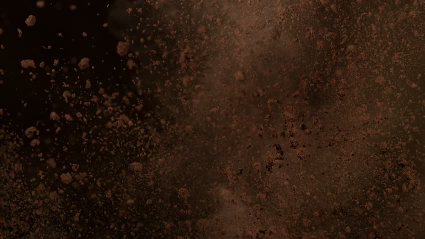 Super Slow Motion Shot of Side Cocoa Powder Explosion at 1000fps. | Shutterstock HD Video #1111575389
