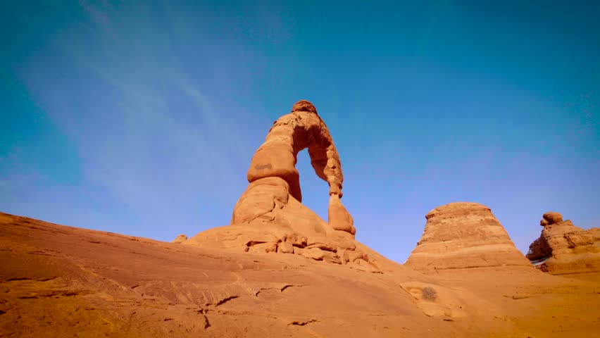 A beautiful view of the popular landmark Delicate Arch in Arches National Park, Utah, USA
