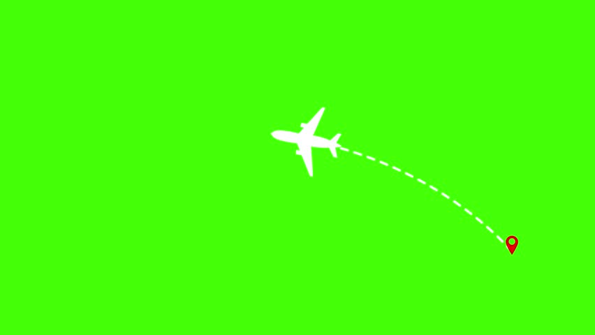 airplane route animation airplane trajectory dotted line green screen