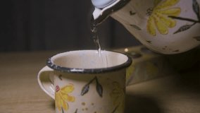 Pouring hot water for tea. Cup of Tea video