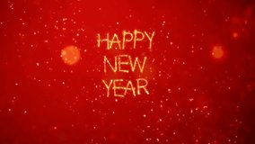 Animation golden text HAPPY NEW YEAR with red background. - Powered by Shutterstock - Get 15% off with code: PIKWIZARD15