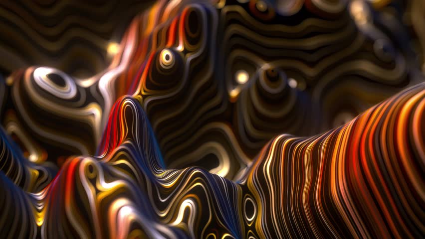 3d render of abstract art video animation with part of surreal landscape background with mountains or hills in smooth wavy round lines forms with parallel symmetry circular stripes on the surface | Shutterstock HD Video #1111587043