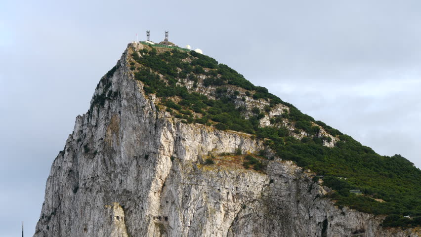 Viewpoint On Steep Peak Of Rock Of Gibraltar. Monolithic Limestone Promontory. zoom-in