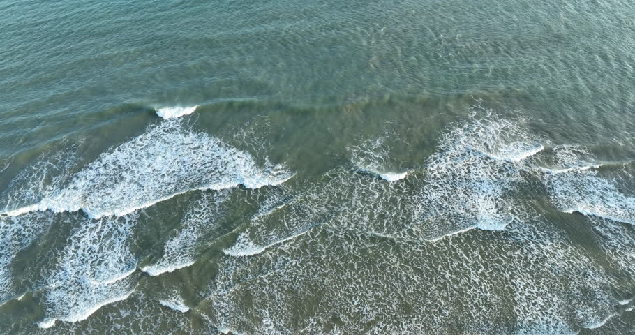 Aerial footage of beach and sea water landscape 