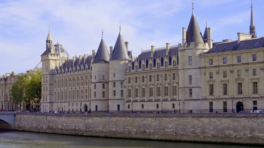 Paris City Palace called Palais-de-la-cite with Palace of Justice - stock photography