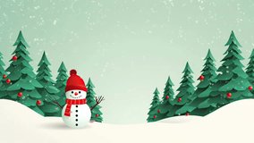 Christmas decoration with snowfall with flat illustration. seamless looping time-lapse virtual video animation background.	
