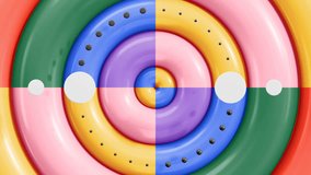 Animated loop background of abstract 3D geometric shapes with modern and colorful circle shapes
