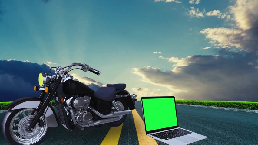 a green screen laptop in beautiful nature background with sky . Royalty-Free Stock Footage #1111605957