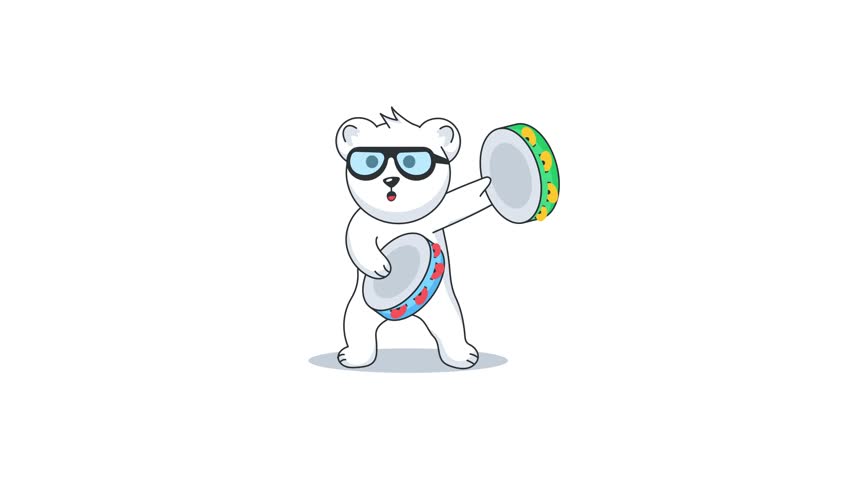 Here’s an animated flat sticker of a cool bear playing tambourine Royalty-Free Stock Footage #1111607517