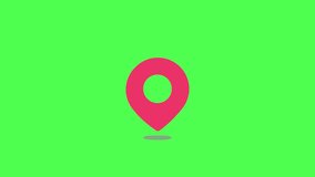 Map pin icon For setting travel goals Navigating to your destination on green screen. 2D Animation.