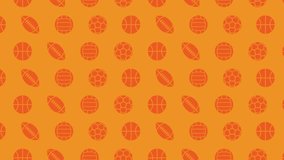 Moving Sports Balls Icons, Animated Orange Video Background