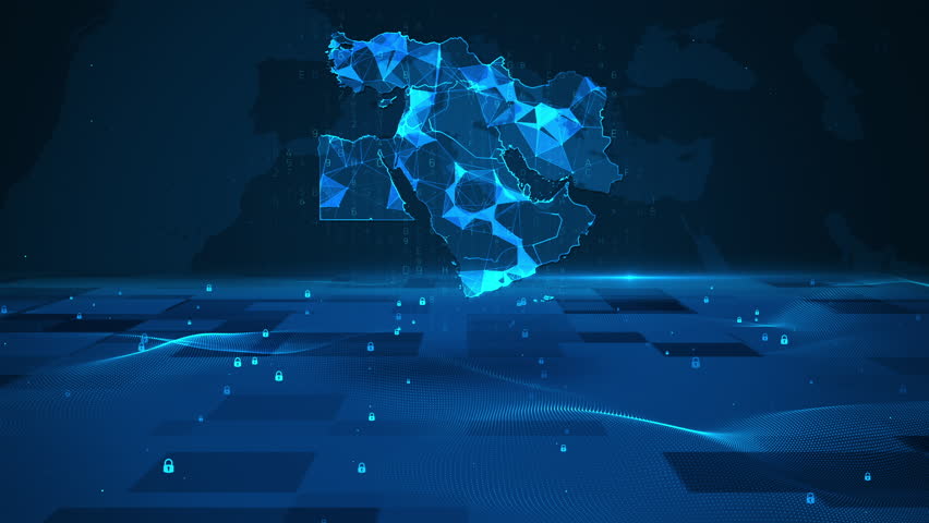 Middle East map background digital number code business security key technology - Powered by Shutterstock - Get 15% off with code: PIKWIZARD15