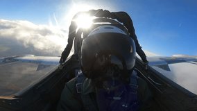 Ukrainian pilot in a helmet inside the cockpit of a fighter - Powered by Shutterstock - Get 15% off with code: PIKWIZARD15