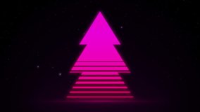 Retro new year futuristic sunset 1980s style background. Digital retro chrstmas tree cyber surface. 80s party background . Retro 80s fashion Sci-Fi Summer Landscape. Seamless loop footage. New year - Powered by Shutterstock - Get 15% off with code: PIKWIZARD15