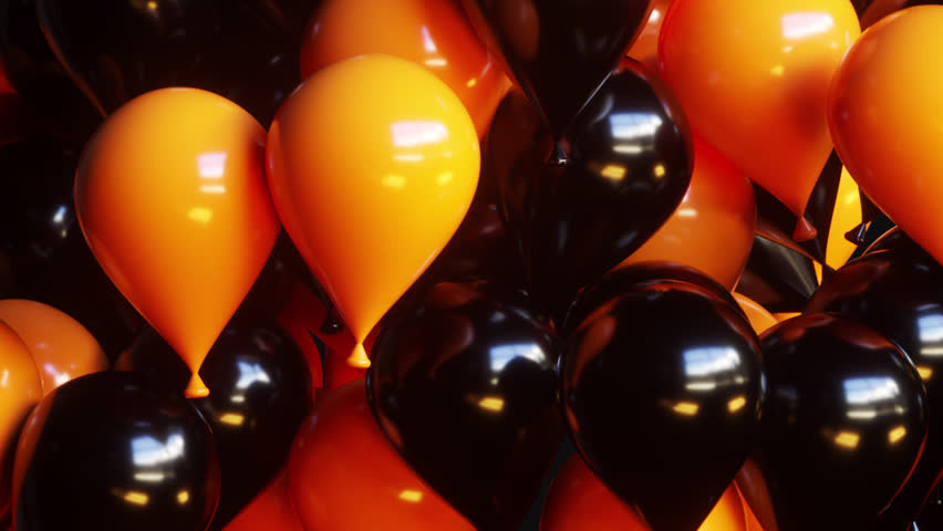 Orange and Black Balloons floating, 3D animation. Render simulation, 4K footage with alpha channel.  | Shutterstock HD Video #1111619677