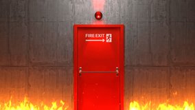 Emergency exit door with siren light, Direction to the emergency exit - Powered by Shutterstock - Get 15% off with code: PIKWIZARD15