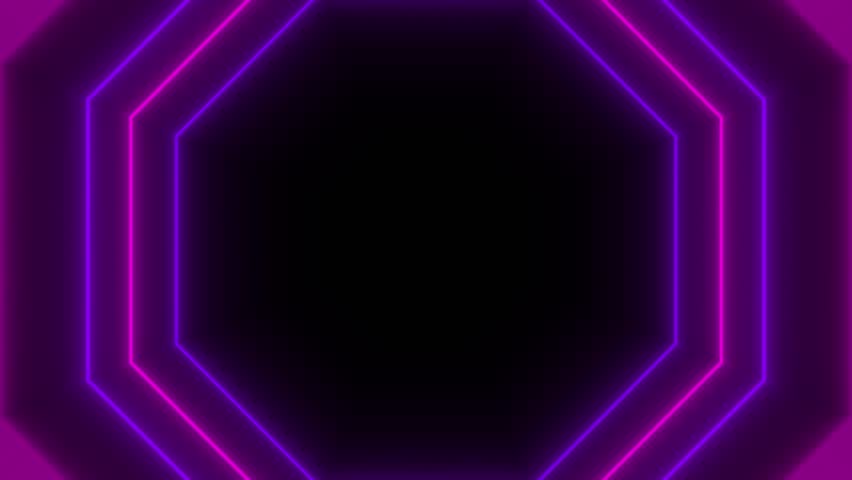 NEON PALET purple pink octagonal flying abstract modern bright color neon lights zoom modern art design element rotor twist intro off amazing computer graphics 4k neon vertical lines ring glowing Royalty-Free Stock Footage #1111620087