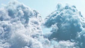 Passing Over Clouds on Light Blue Background. 3D rendering. Passing clouds on light blue background.