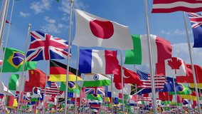 Waving flags countries of members Group of Twenty. 3d rendering. Group of twenty countrys.
Big G20 flag summit Silk waving flags countries of members Group of Twenty political world leaders  - Powered by Shutterstock - Get 15% off with code: PIKWIZARD15