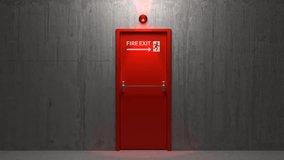 Emergency exit door with siren light, Direction to the emergency exit - Powered by Shutterstock - Get 15% off with code: PIKWIZARD15