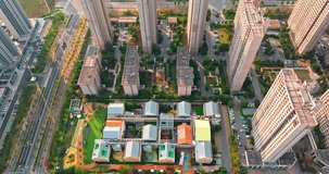 Aerial video of new buildings in Zhejiang, China