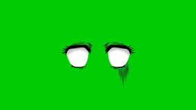 Cartoon Eyes and Face green screen, Chroma Key green screen motion graphics stock video 3D Animation. Ultra High Definition. 4k video animation Rendering on green screen 