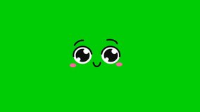 Cartoon Eyes and Face green screen, Chroma Key green screen motion graphics stock video 3D Animation. Ultra High Definition. 4k video animation Rendering on green screen 