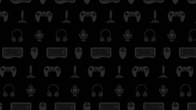 Moving Video Games Icons, Animated Black Video Background