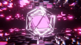 Futuristic VJ motion graphics for music video, EDM club concert, high tech background.  3D animation