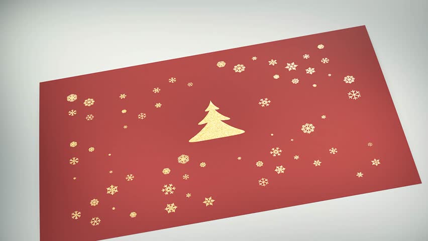 Christmas Popup Invitation Card. Red Golden Themed Ornaments and Gifts Card Animation for Christmas Festival. Royalty-Free Stock Footage #1111639743