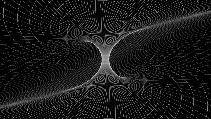 looped 3d animation, VFX black and white vortex grid, Sci-fi. Abstract cyclic background. Technology, VJ concept. Led lamp futuristic tunnel with bright light. Animation of seamless loop