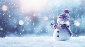 This delightful animation features a charming snowman in a festive winter wonderland. Snowflakes gently fall from the sky, creating a serene and magical atmosphere. - Powered by Shutterstock - Get 15% off with code: PIKWIZARD15