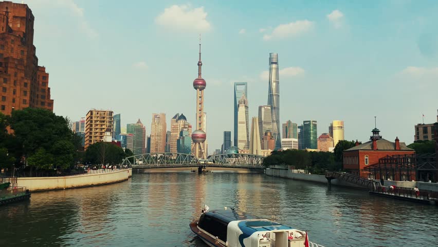 Urban city view with modern buildings in Shanghai, China, Asia.