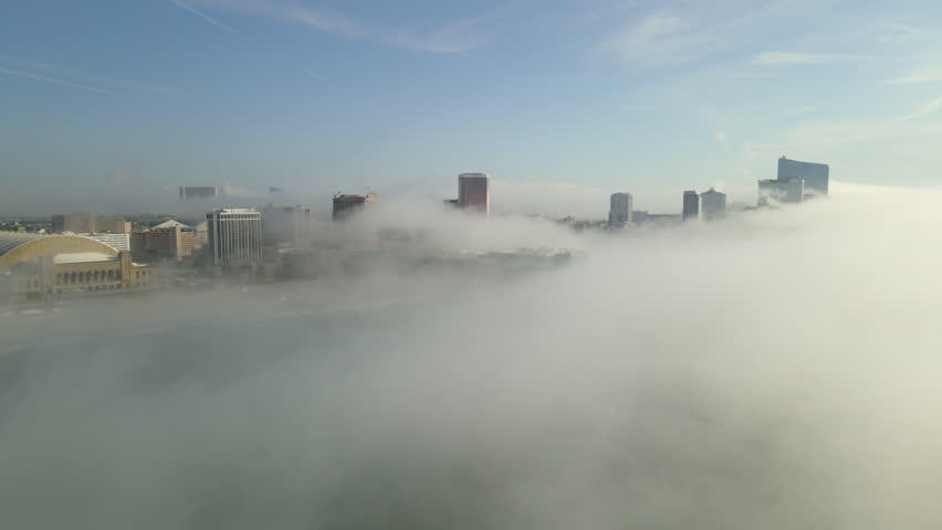 Time-Lapse Aerial Of Marine Layer Covering Atlantic City, New Jersey