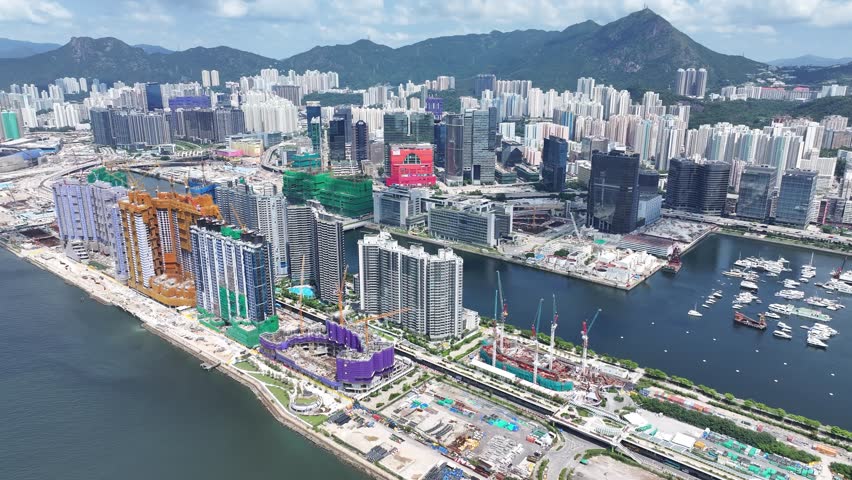 Commercial residential sporting events housing construction development project in Kai Tak Stadium Sports Park Cruise Terminal Hong Kong , Kwun Tong Sung Wong Toi Kowloon Bay near Victoria harbor