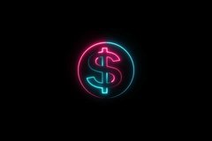 abstract glowing neon dollar logo icon animation 4k 