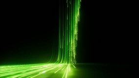 Abstract background of bright green neon rays and glowing lines flow down, move from left to the right and disappear. Looping animated background. Speed of light. Seamless loop animation - Powered by Shutterstock - Get 15% off with code: PIKWIZARD15