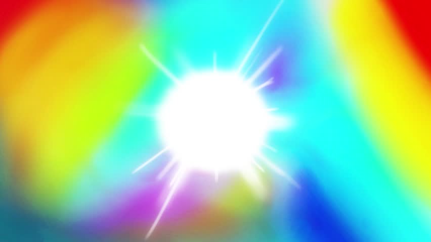 Abstract video with glow on rainbow background. Stock animation with colorful flowers and flashes in 4K. | Shutterstock HD Video #1111653377