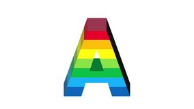 animated video effects 3D Alphabet Capital Letters made from rainbow colors for early childhood education