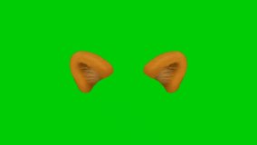 Animal ear on green screen. Rendering on green screen Animals ears 4k video 