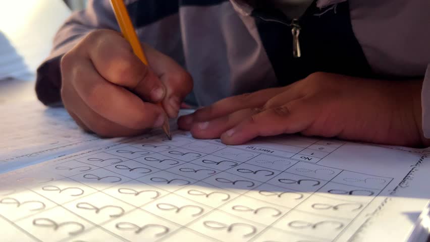 students learn to write Arabic letters	 Royalty-Free Stock Footage #1111662005