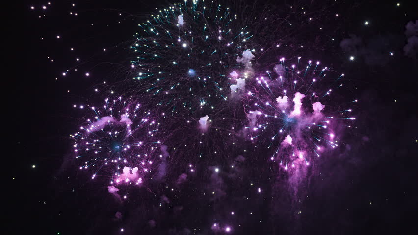 Multicolor Shining Fireworks Show. Slow Motion Fireworks Celebration 4K. Colorful Fireworks Exploding in the Night Sky | Shutterstock HD Video #1111663315