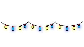 Christmas Lights Doodle Icon Loop. Isolated on a White Background. 4K Ultra HD Video Motion Graphic Animation.