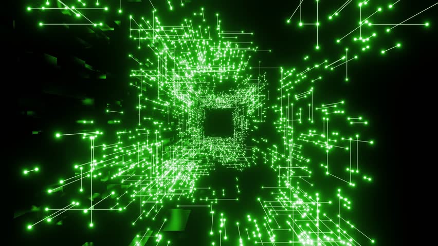 Seamless loop abstract global digital network. Green Network connection structure. Digital background with dots. Big data visualization. space travel, music performance. animation. stage visual | Shutterstock HD Video #1111669829