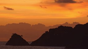 Tropical sea at sunset or sunrise over sea video 4K,Colorful sky in golden hour amazing seascape