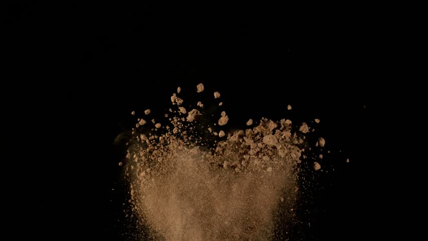 Super Slow Motion Shot of Soil Explosion Isolated on Black Background at 1000fps. | Shutterstock HD Video #1111671221