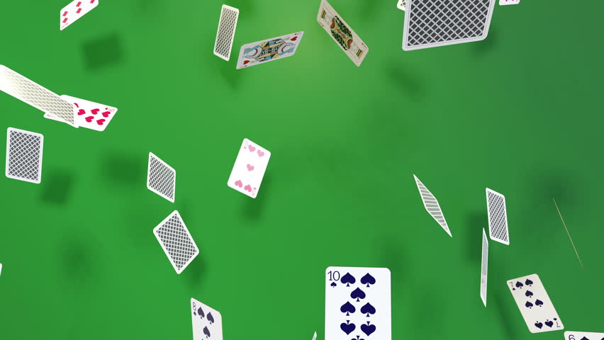 Playing Cards Falling with green background for illustration online gambling 3D Render 4K Royalty-Free Stock Footage #1111672691