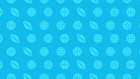 Moving Sports Balls Icons, Animated Blue Video Background