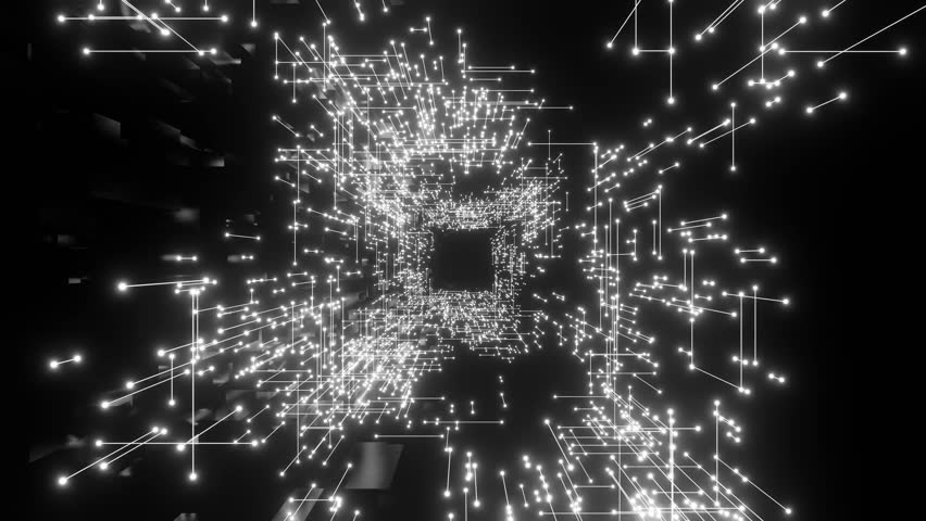 Seamless loop abstract global digital network. Black and white Network connection structure. Digital background with dots. Big data visualization. space travel, music animation. stage visual | Shutterstock HD Video #1111676755