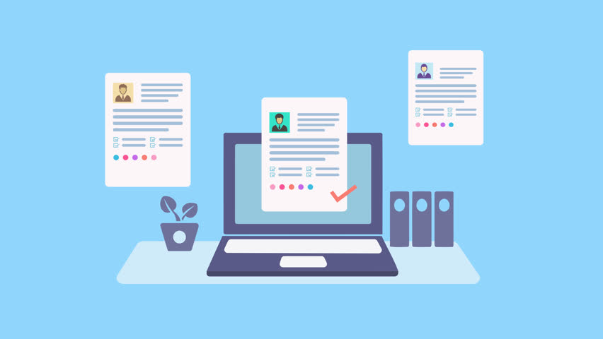 Online job, Apply for a job, job application, Biodata, curriculum vitae online animation